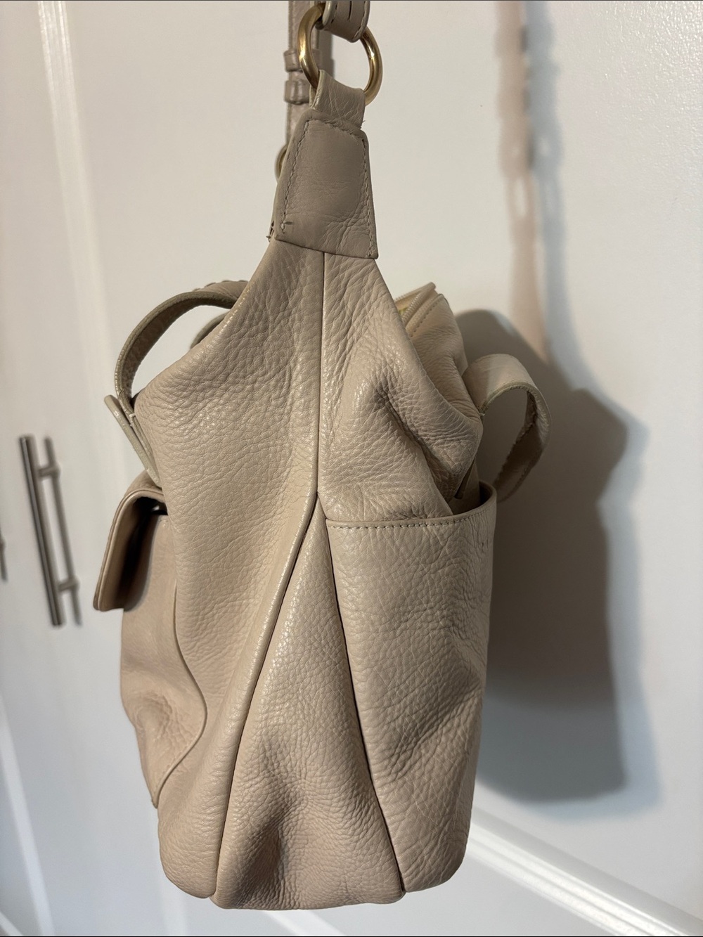 RADLEY LONDON Beige Leather Shoulder Bag with Ring Detail-Y2K Vintage - Picture 12 of 16